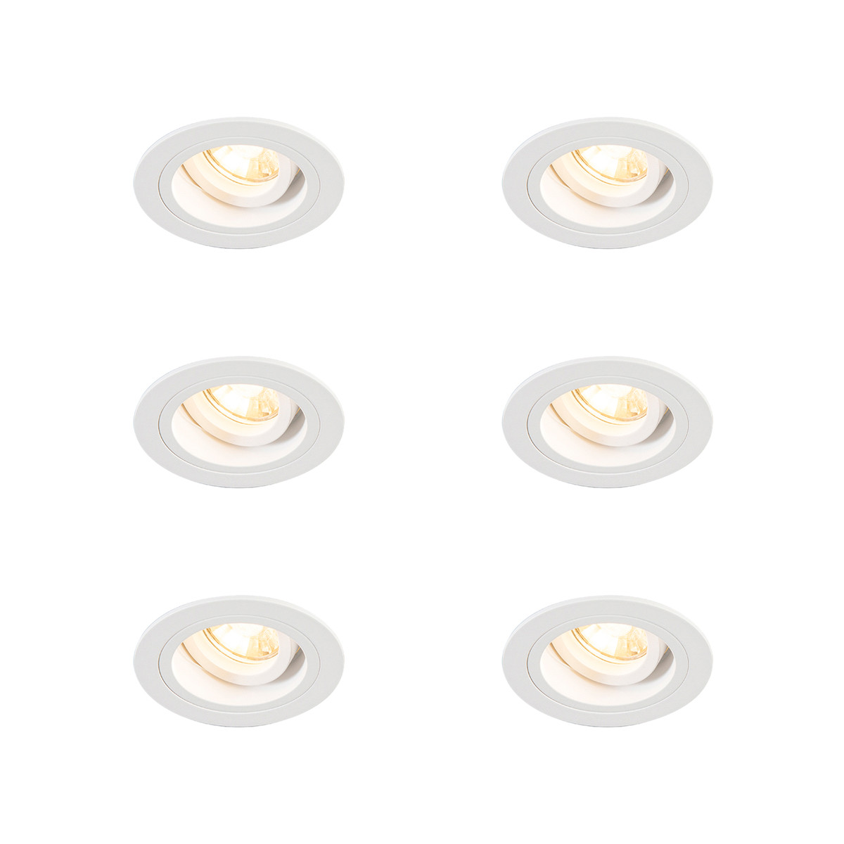 Sada 6 ks Zapuštěné bodové světlo kulaté bílé otočné a sklopné - sklíčidlo