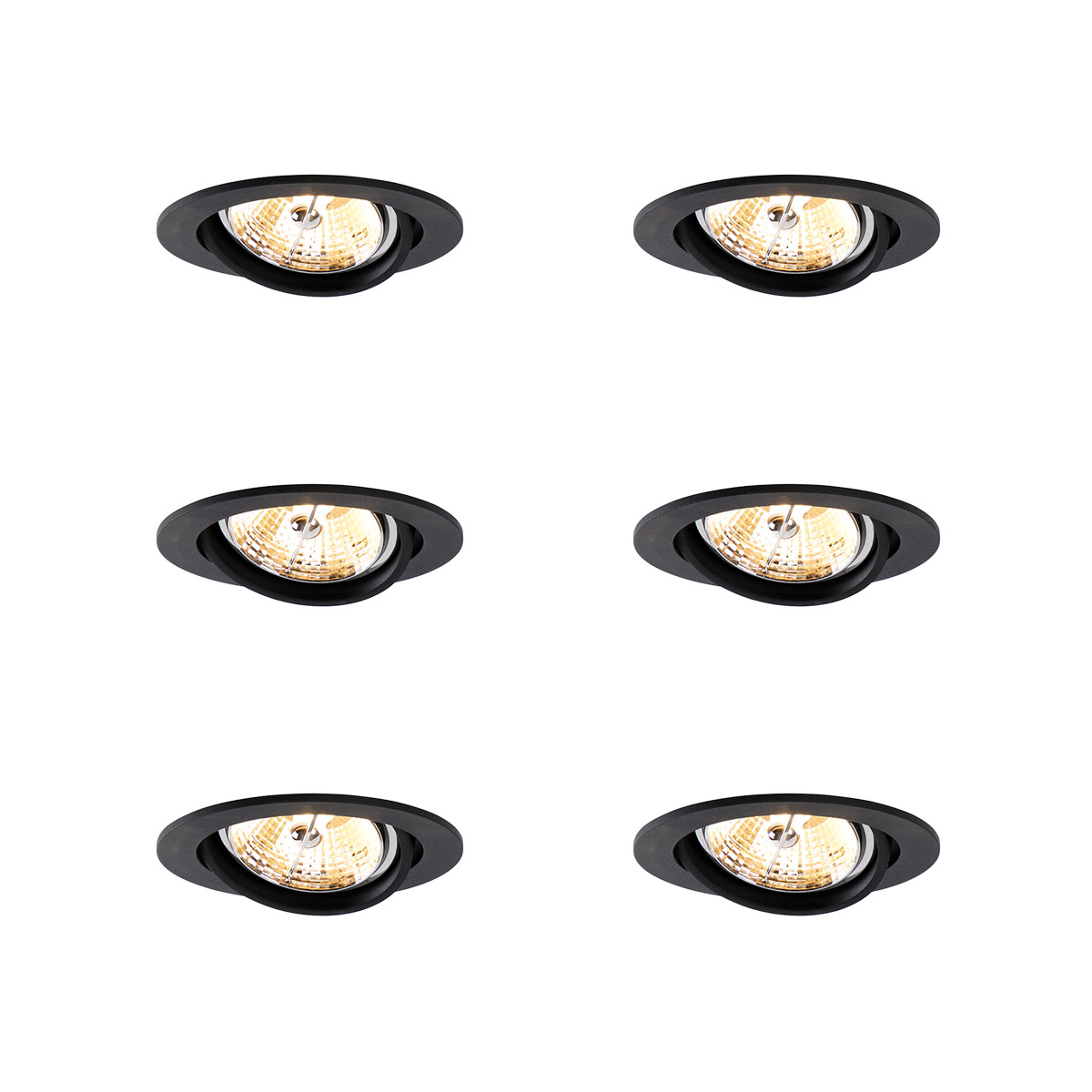 Sada 6 ks Moderní zapuštěná bodová černá výklopná AR70 - Cisco