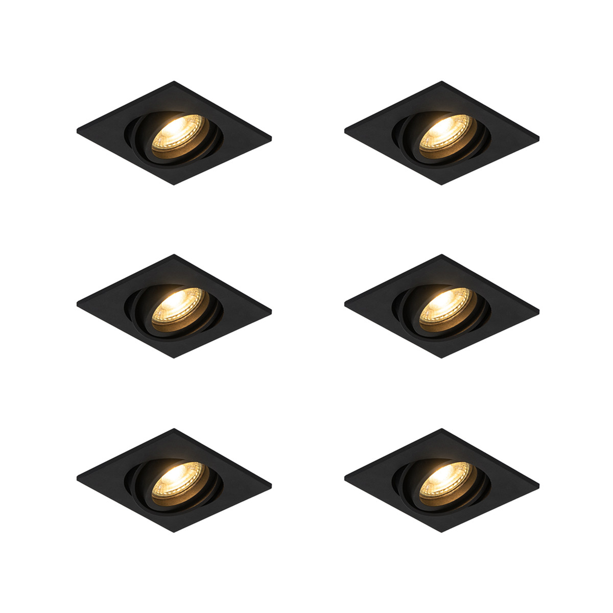 Sada 6 ks Moderní zapuštěné bodové černé nastavitelné - Club