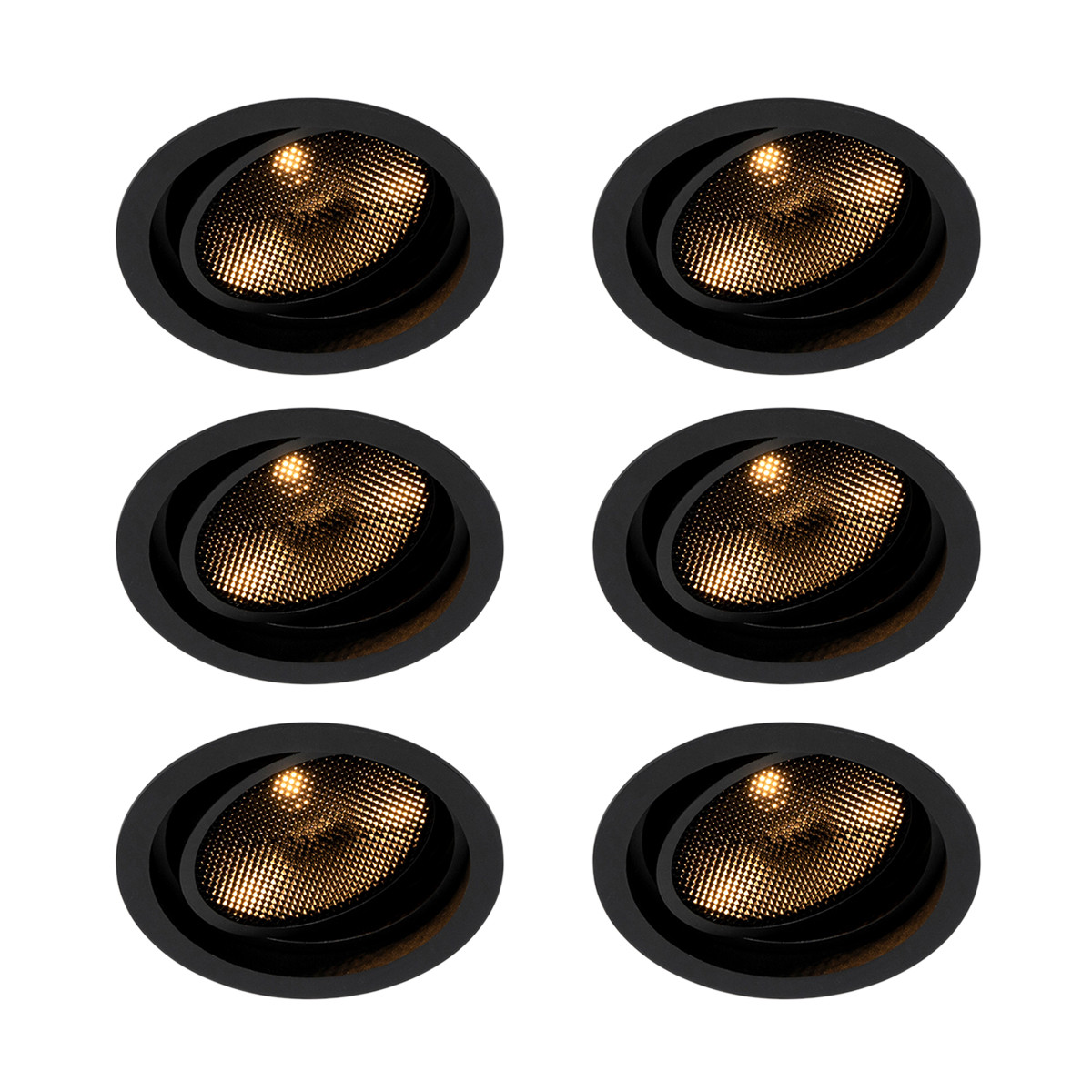 Sada 6 ks Moderní zapuštěné bodové černé nastavitelné - Coop 111 Honey