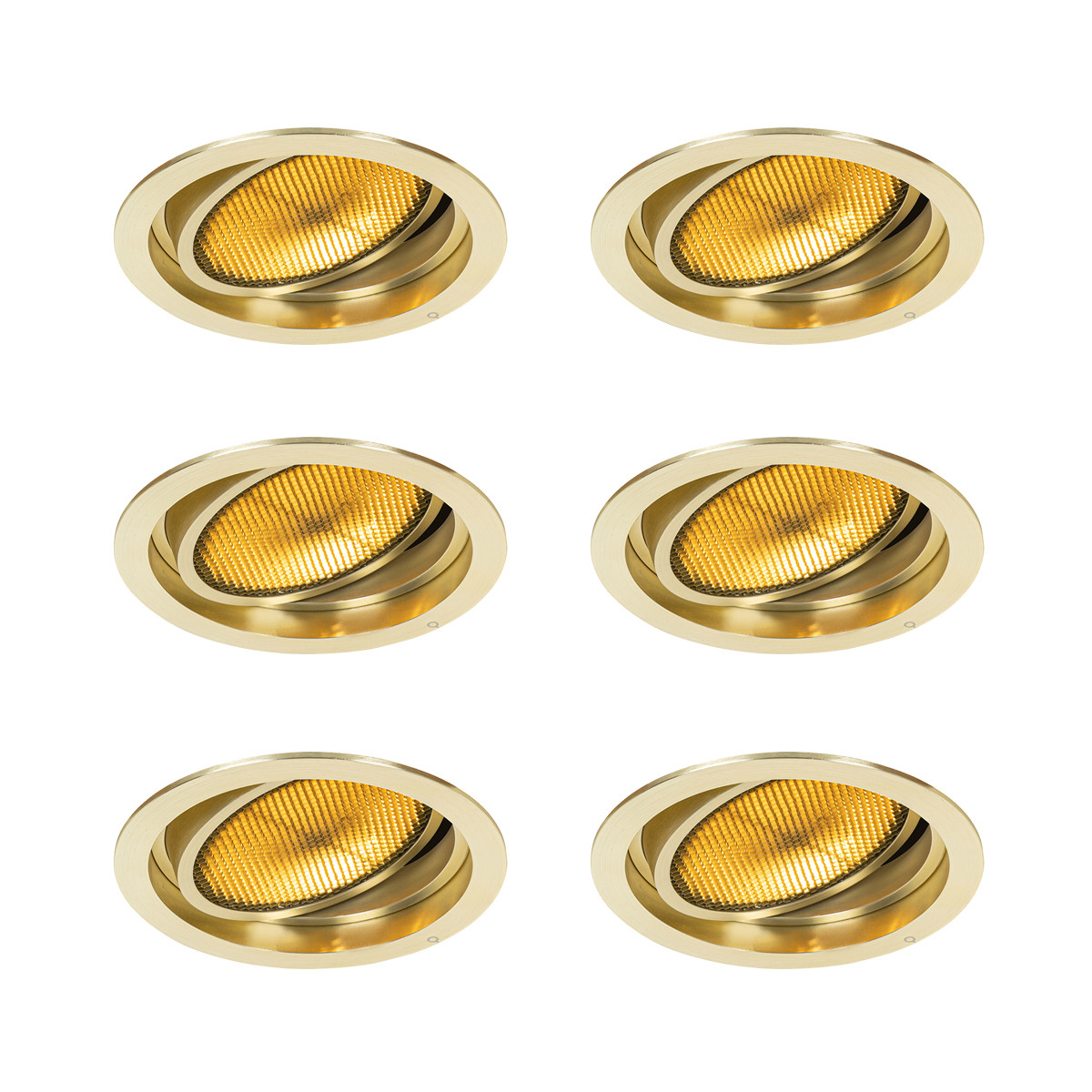 Sada 6 ks Moderní zapuštěné bodové světlo zlaté nastavitelné - Coop 111 Honey