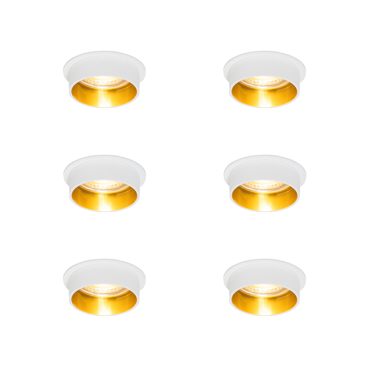 Sada 6 ks Moderní zapuštěné bodové svítidlo bílé se zlatým vnitřkem - Insta