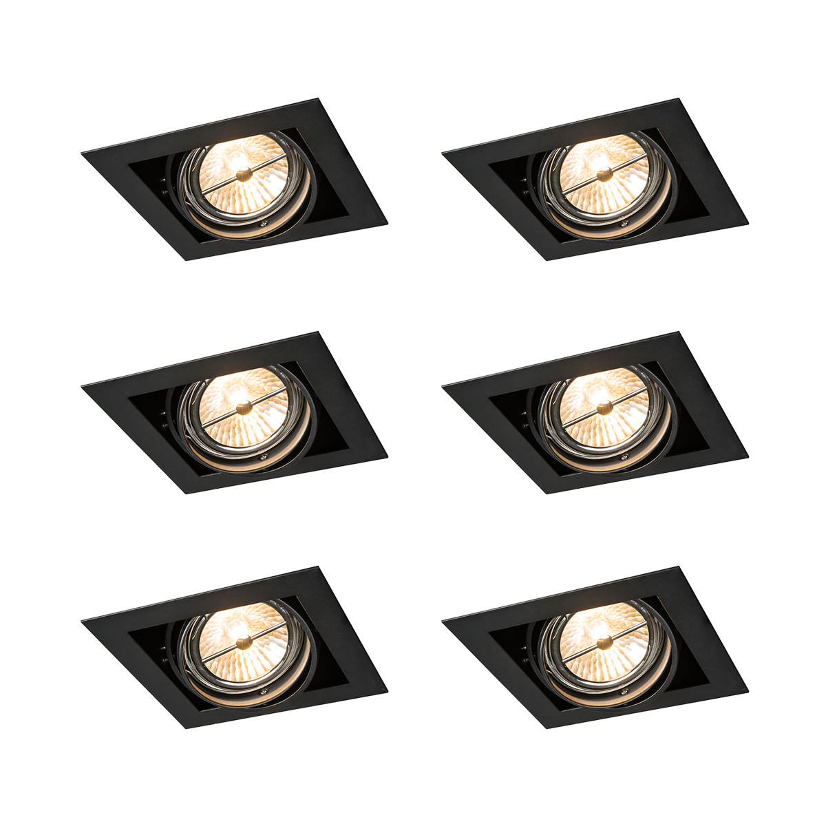 Sada 6 ks Zapuštěné bodové černé AR111 nastavitelné - Oneon