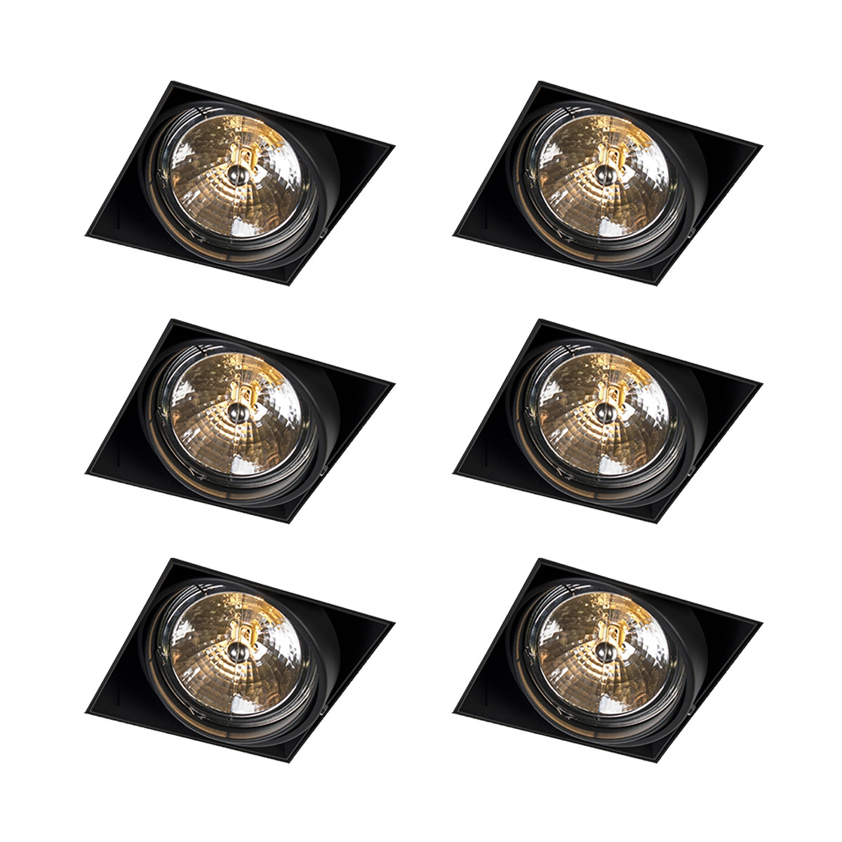 Sada 6 ks Zapuštěné bodové černé AR111 otočné a sklopné bez okrajů - Oneon