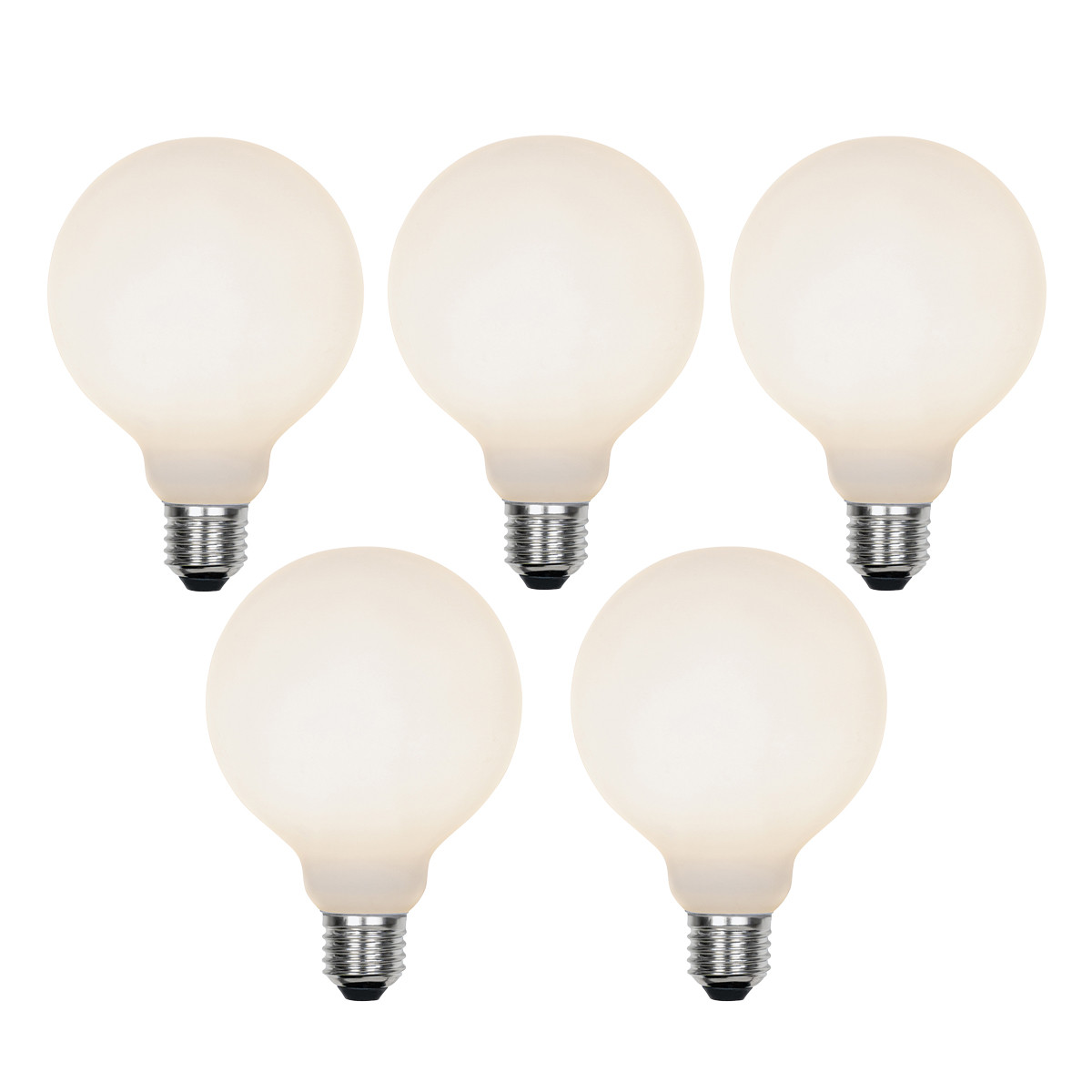 Sada 5 stmívatelných LED žárovek E27 se 3 stupni stmívání G95 matné 5W 550lm 3000K