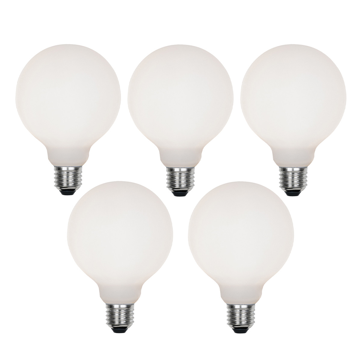 Sada 5 stmívatelných LED žárovek E27 G95 matné 4W 430lm 2200-4000K