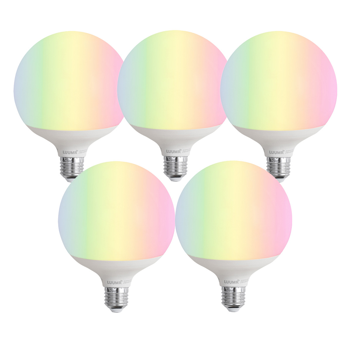 Sada 5 ks Chytrá LED žárovka E27 G120 matná RGBW 9W 806 lm 2700-6500K