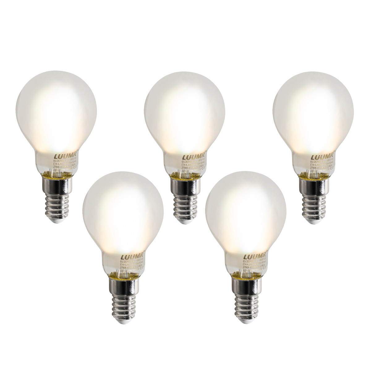 Sada 5 ks Chytré LED žárovky E14 P45 matné 4,2 W 470 lm 2700–6500 K