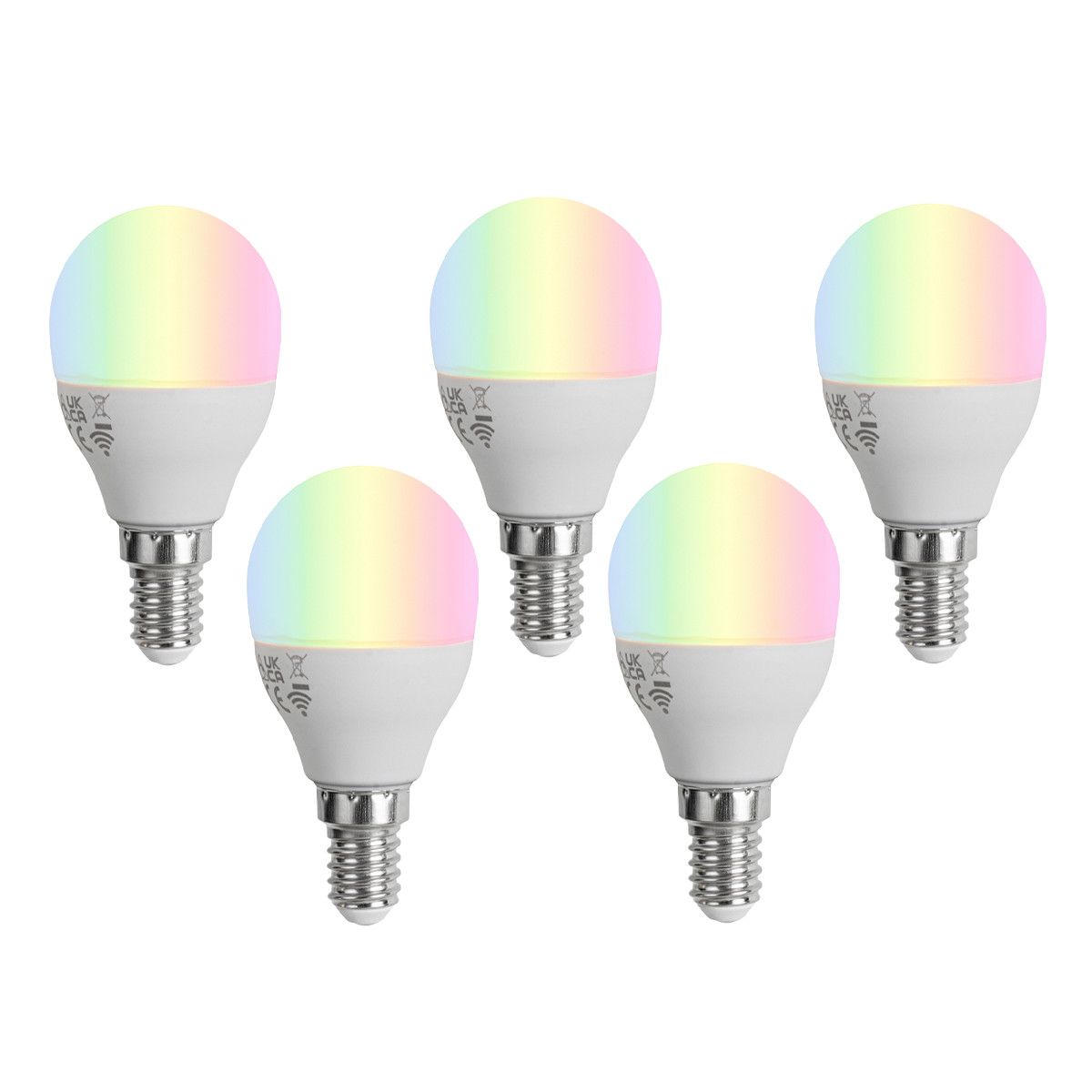 Sada 5 ks Chytré LED žárovky E14 G45 Opal RGBW 4,9 W 470 lm 2700–6500 K