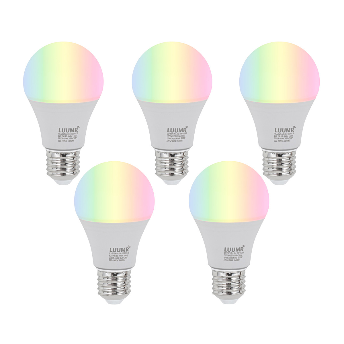 Sada 5 ks Stmívatelné LED žárovky E27 A60 Opal 9W 806lm 2700-6500K