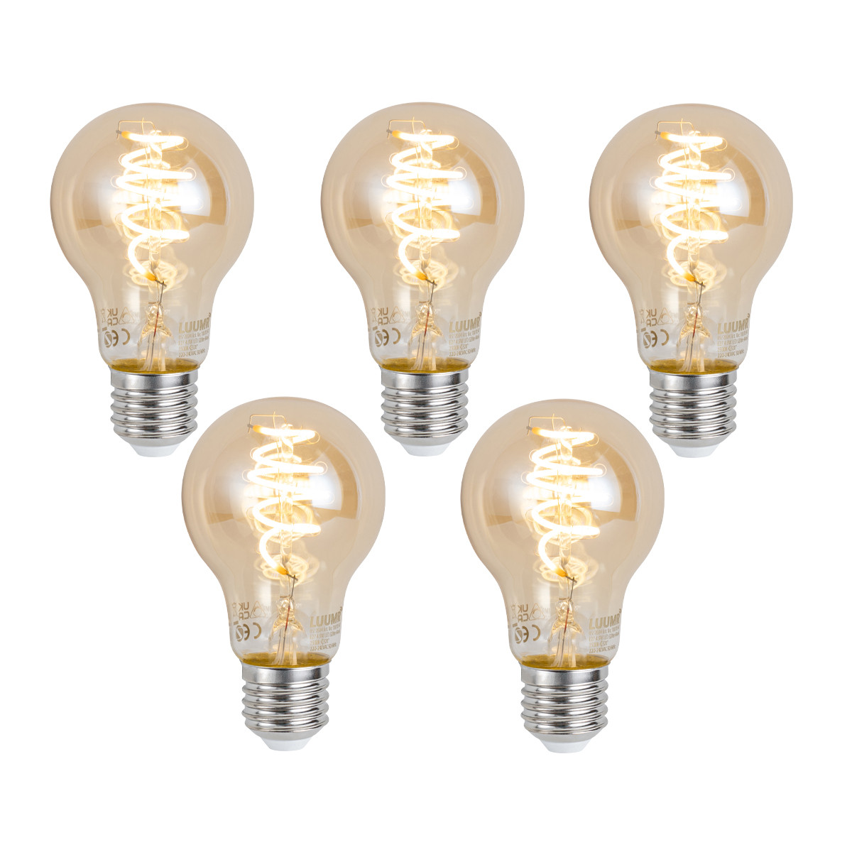 Sada 5 ks Chytrá stmívatelná LED žárovka E27 A60 jantarová 4,9 W 320 lm 2500 K