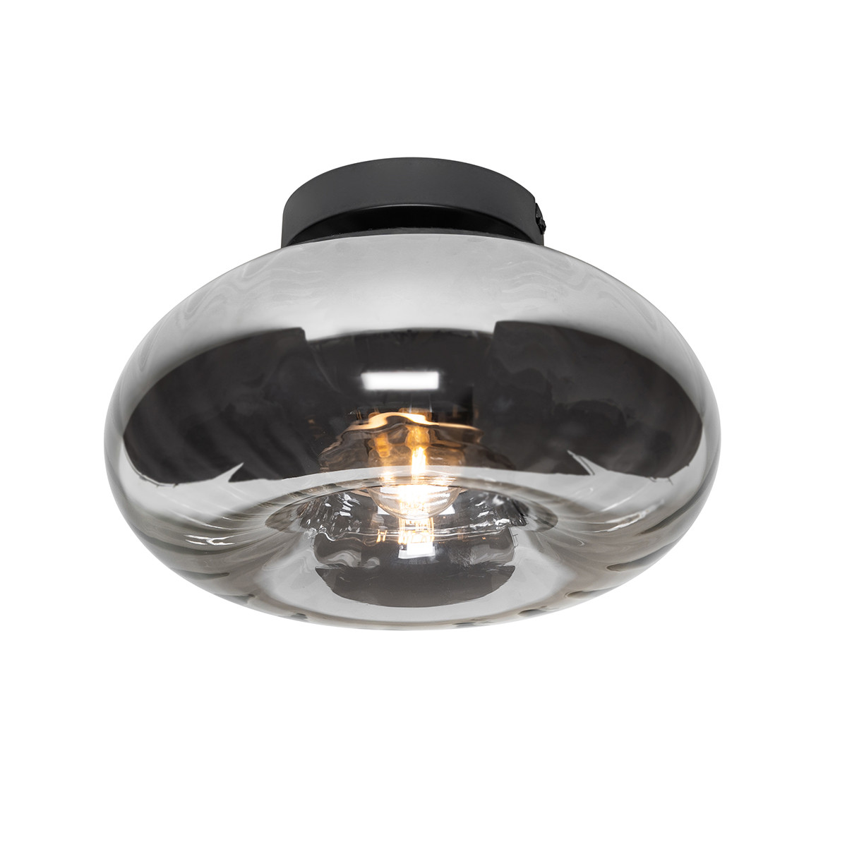 Smart plafondlamp zwart met smoke glas incl. Wifi P45 - Ayesha