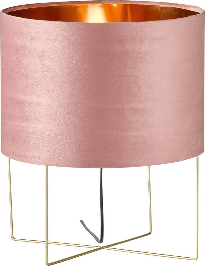 Růžová stolní lampa s textilním stínidlem (výška 43 cm) Aura – Fischer & Honsel