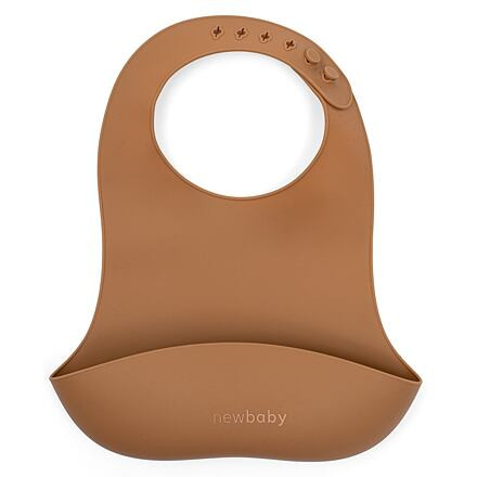 New Baby Silikonový bryndák hnědý