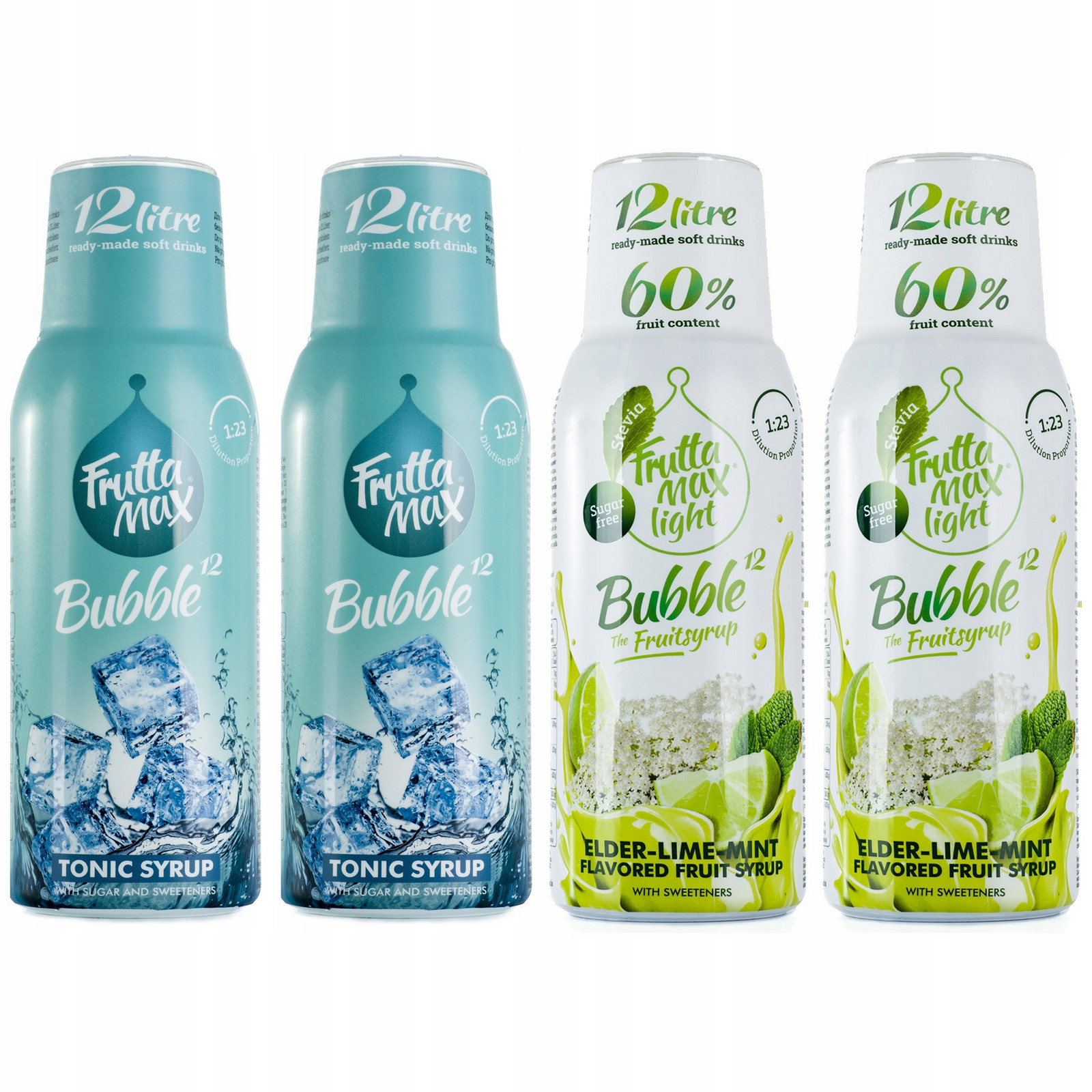 FruttaMax Sirup pro SodaStream Sada 4 sirupů 2x Tonic 2x Limetka Máta