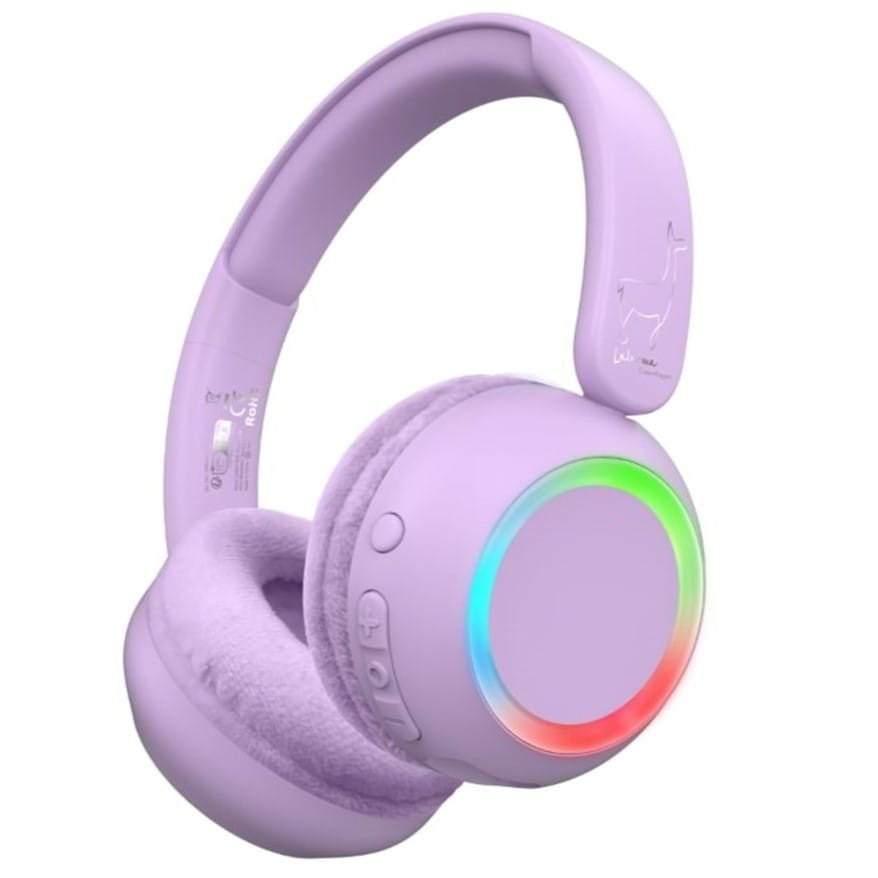 Lalarma Bezdrátová sluchátka pro děti se světly fialová