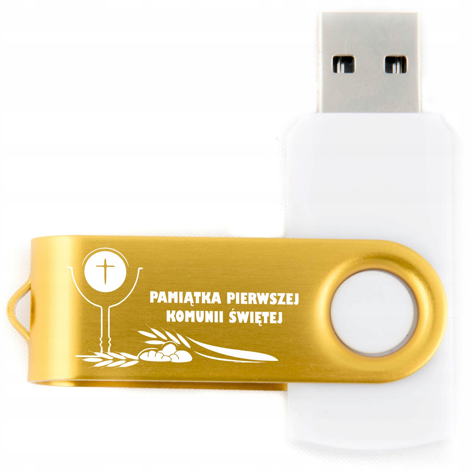 Set Pendrive Zlatý A Svaté Přijímání 1 Gb Usb 2.0 suvenýr Gravírování k prvnímu svatému přijímání