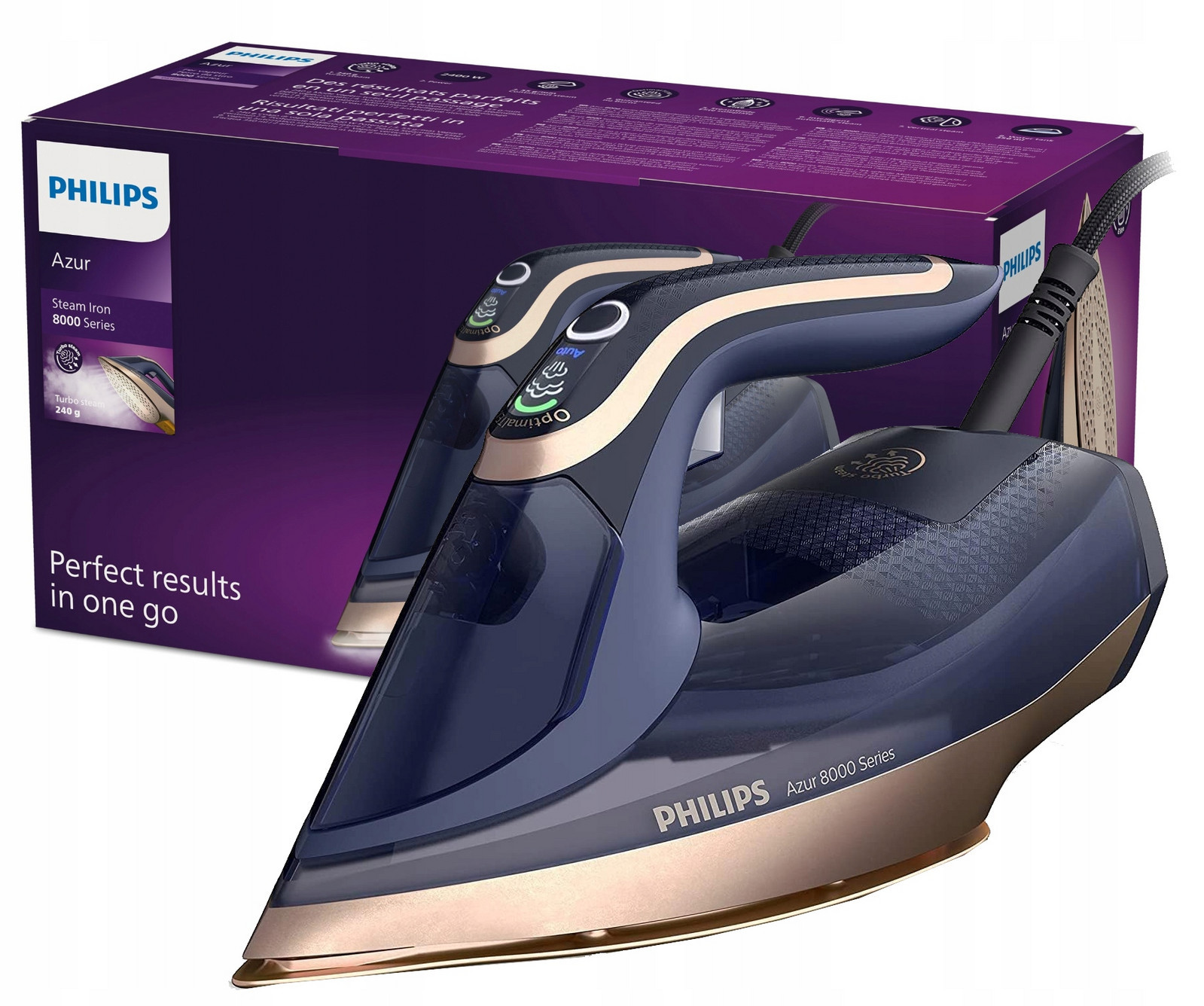 Výkonná Žehlička Philips Azur DST8050/20 8000 Series S Turbo Parou 3000 W
