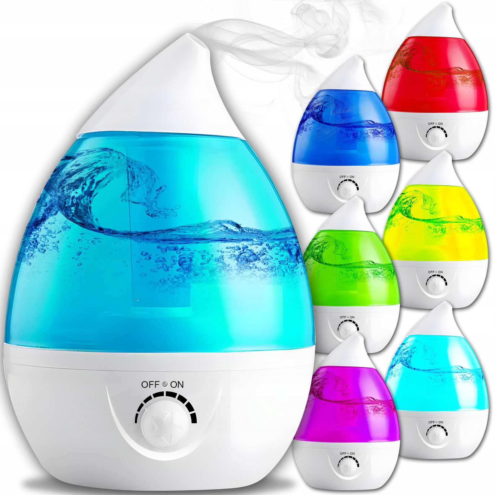 Zvlhčovač Vzduchu Vzduchu Difuzér Cool Led Světlo Rbg 7 barev Tichý A Výkonný 25W