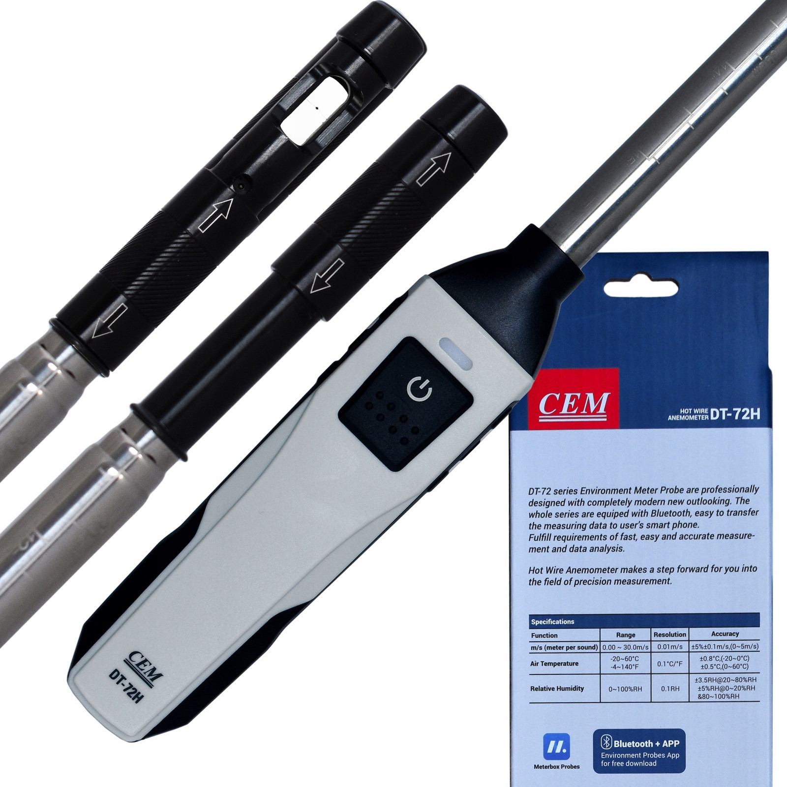 Termoanemometr Větroměr aplikace Bluetooth T+