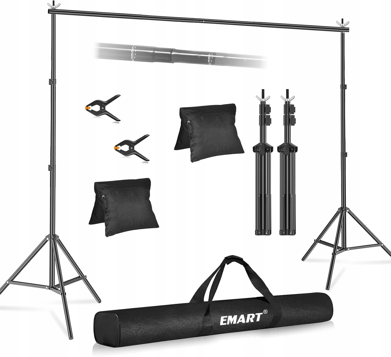 Emart stojan na fotografické pozadí 260 x 304 cm skládací taška 2 sáčky