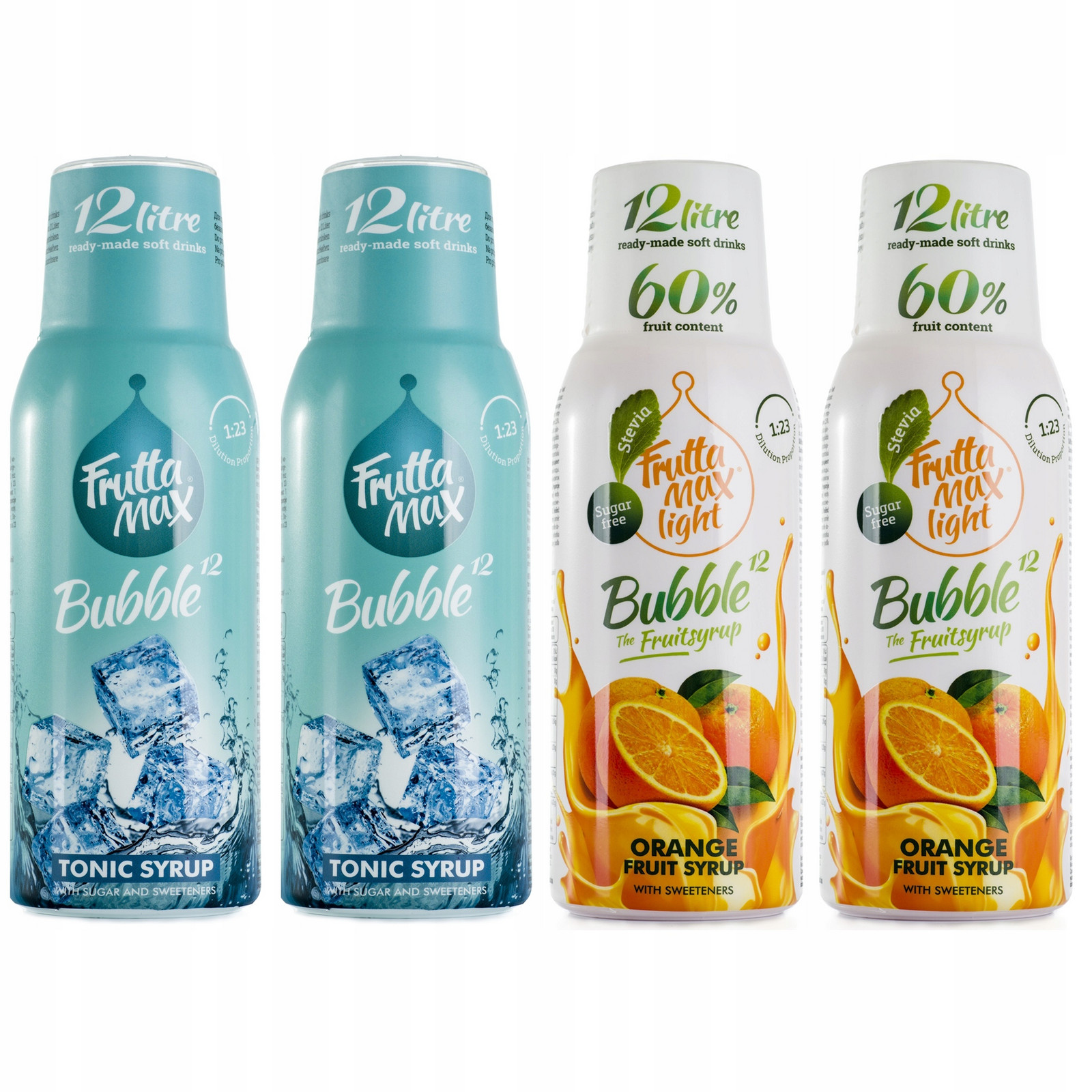 FruttaMax Sirup pro SodaStream Sada 4 sirupů 2x Tonic 2x Pomeranč