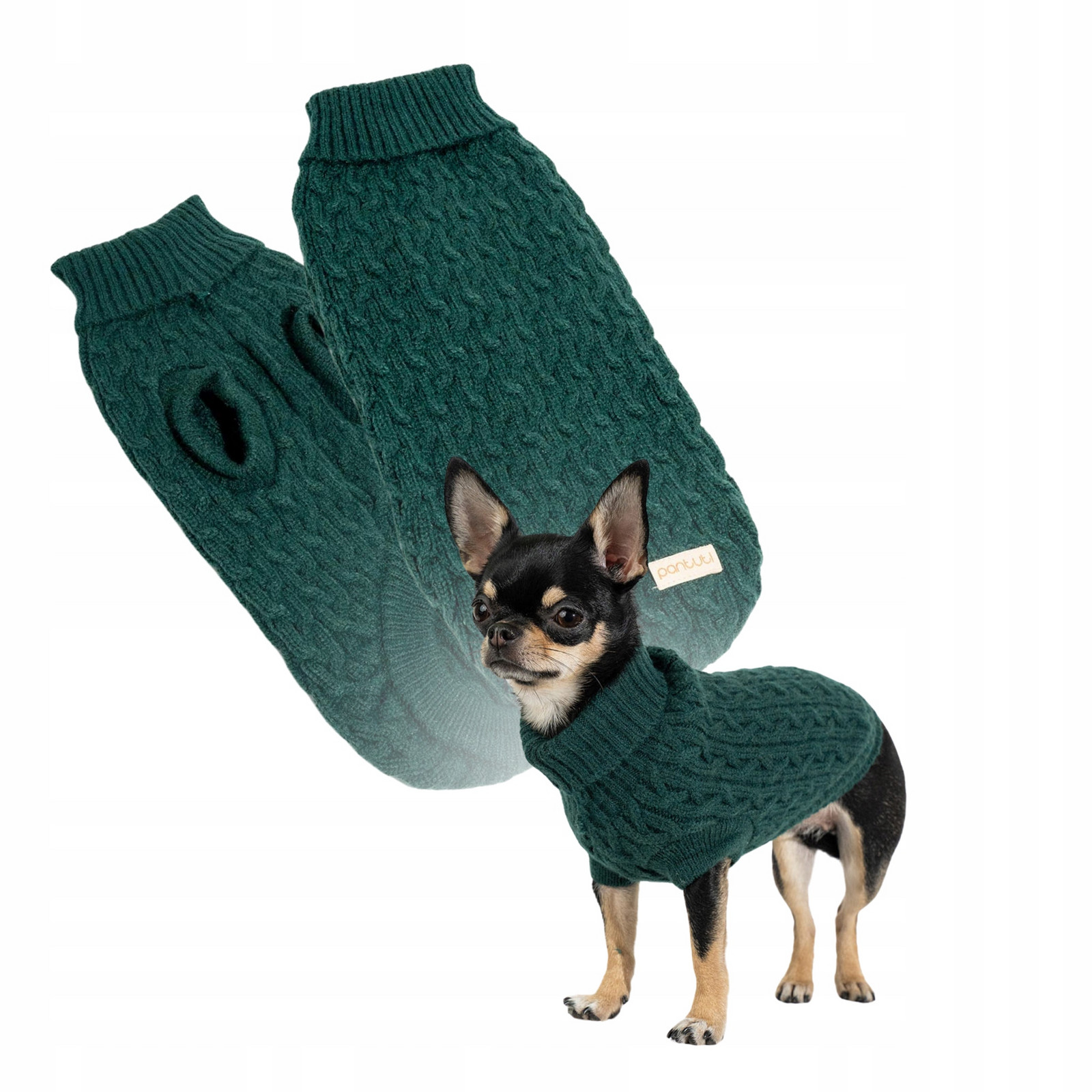 Teplý elastický svetr pro psa Kosma Tmavě zelený 3XL