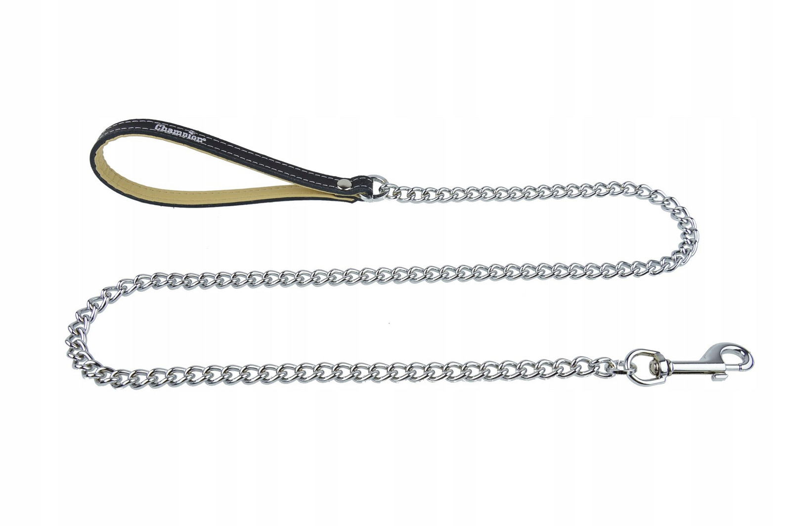 vodítko řetěz článek 4, kožená rukojeť 110 cm