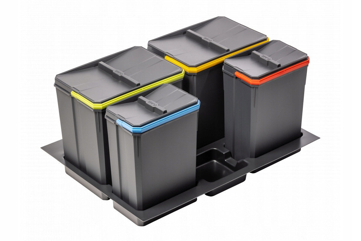 Koše AxiSpace s částicemi grafenu, 2x15L, 2x7L, do zásuvky 700 mm, Gtv