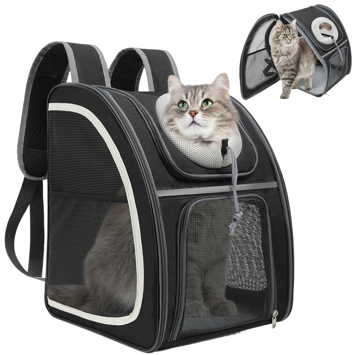 Skládací Batoh pro kočky s širokými ramenními popruhy – pohodlný a praktický