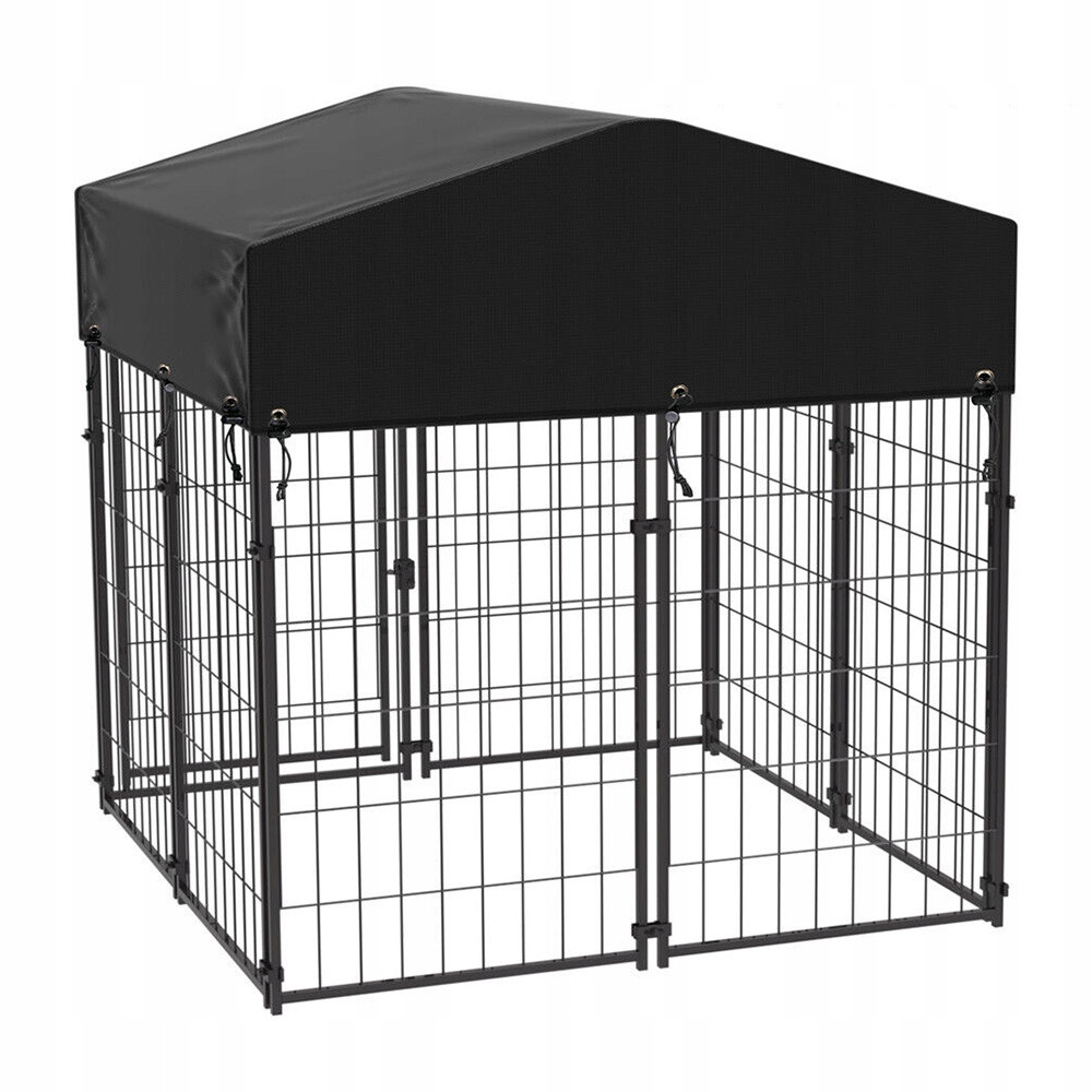 Venkovní kovová psí bouda s textilní střechou odolnou proti Uv záření