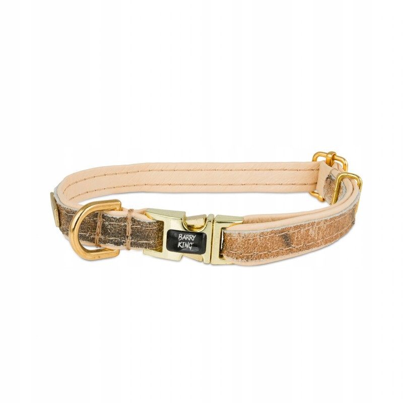 Barry King Obojek pro psa Wild Lion, béžový, kožená mosaz, M