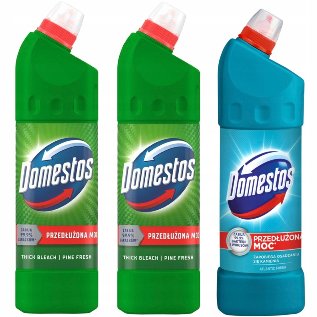 Domestos Sada tekutých Wc toalet Pine Fresh 2 l Atlantic Fresh 1 l
