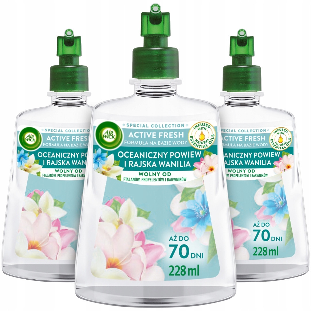 Active Fresh Oceánský závan a Rajská Vanilka Refill sada 3x228 ml