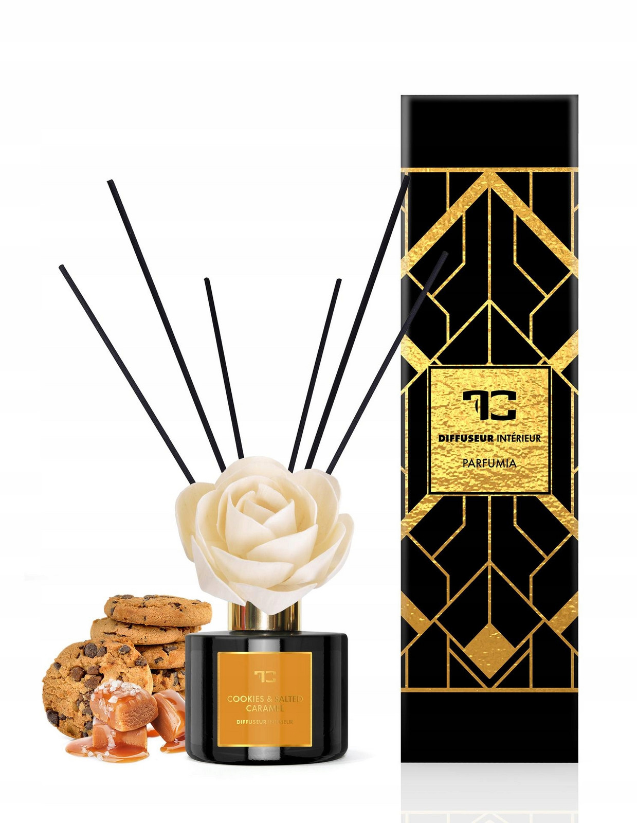 Dedra 200 ml difuzér Flow tyčinky, Cookies & Salted Caramel, Parfumia