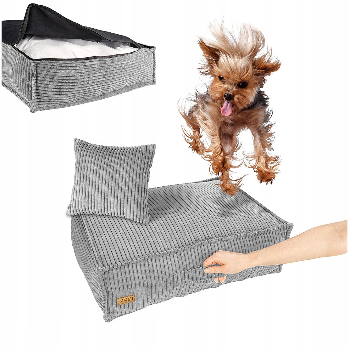 Pelíšek pro malého psa Matrace Potah pro psa Světle šedá M 60x50 cm