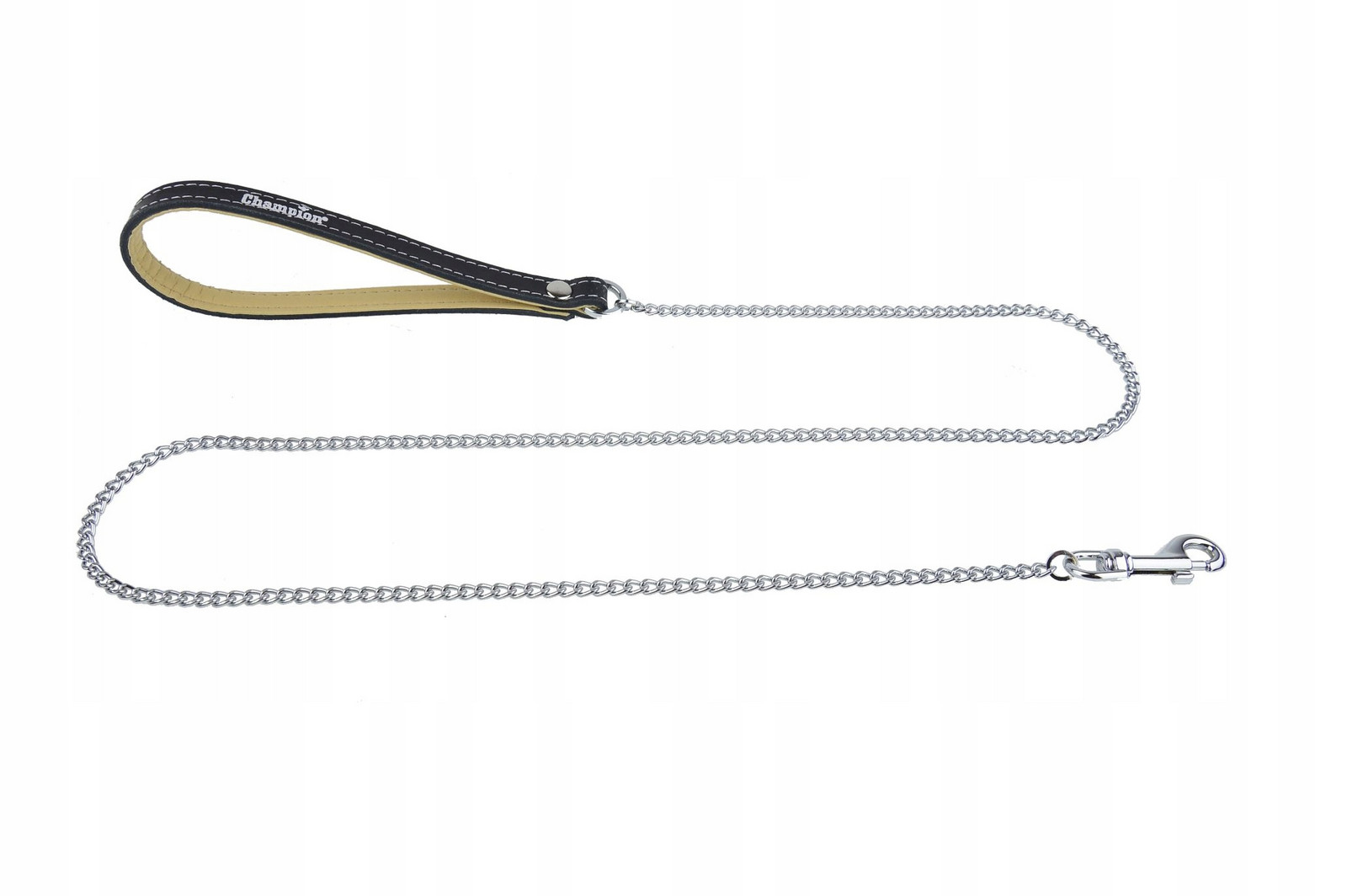 vodítko řetěz článek 1, kožená rukojeť 110 cm