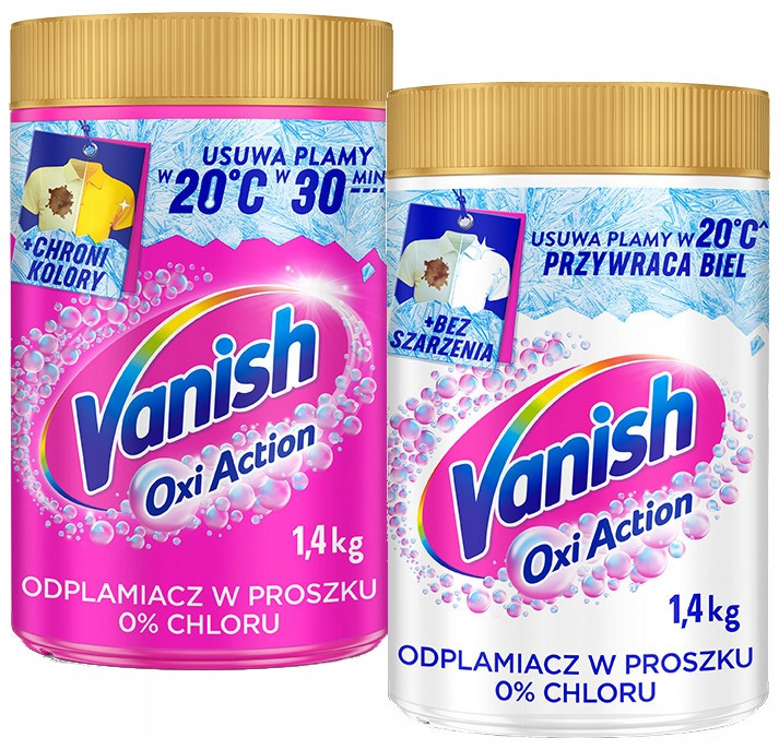 Vanish Oxi Action Odstraňovač skvrn v prášku na barvu na bílou barvu 0% chlóru 2,8 kg