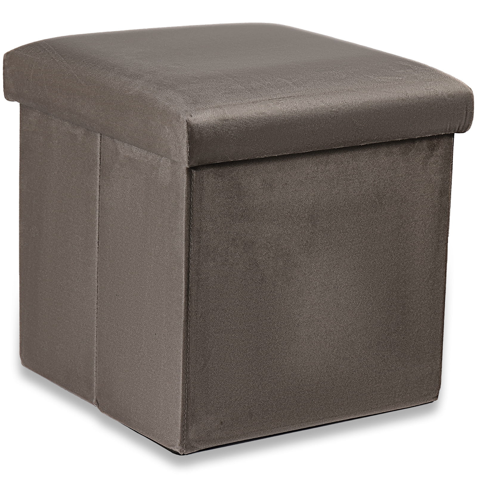 Hnědý skládací taburet CUBEXO VELVET M