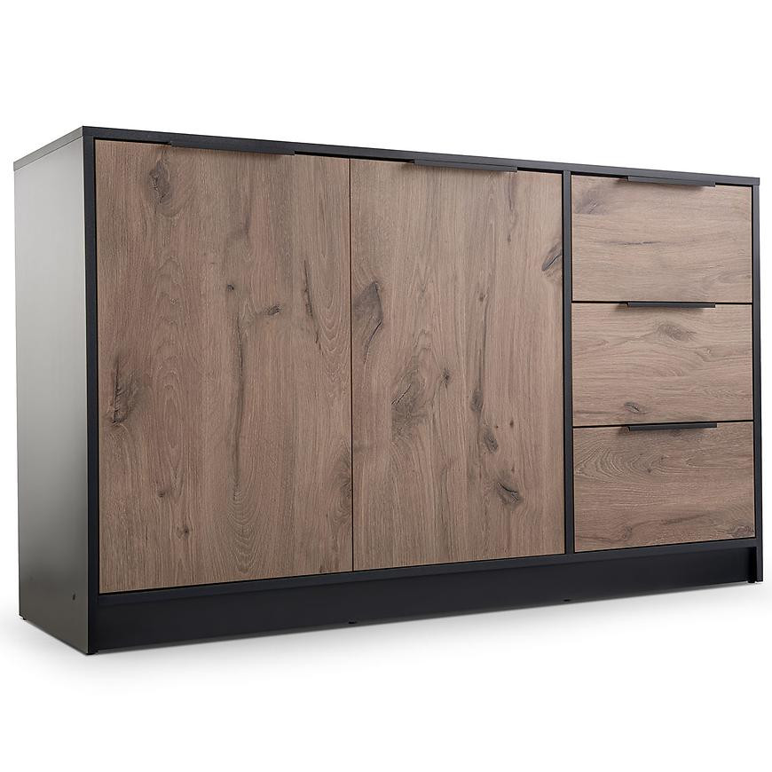 Komoda Duarte 2D3S černá / dub viking