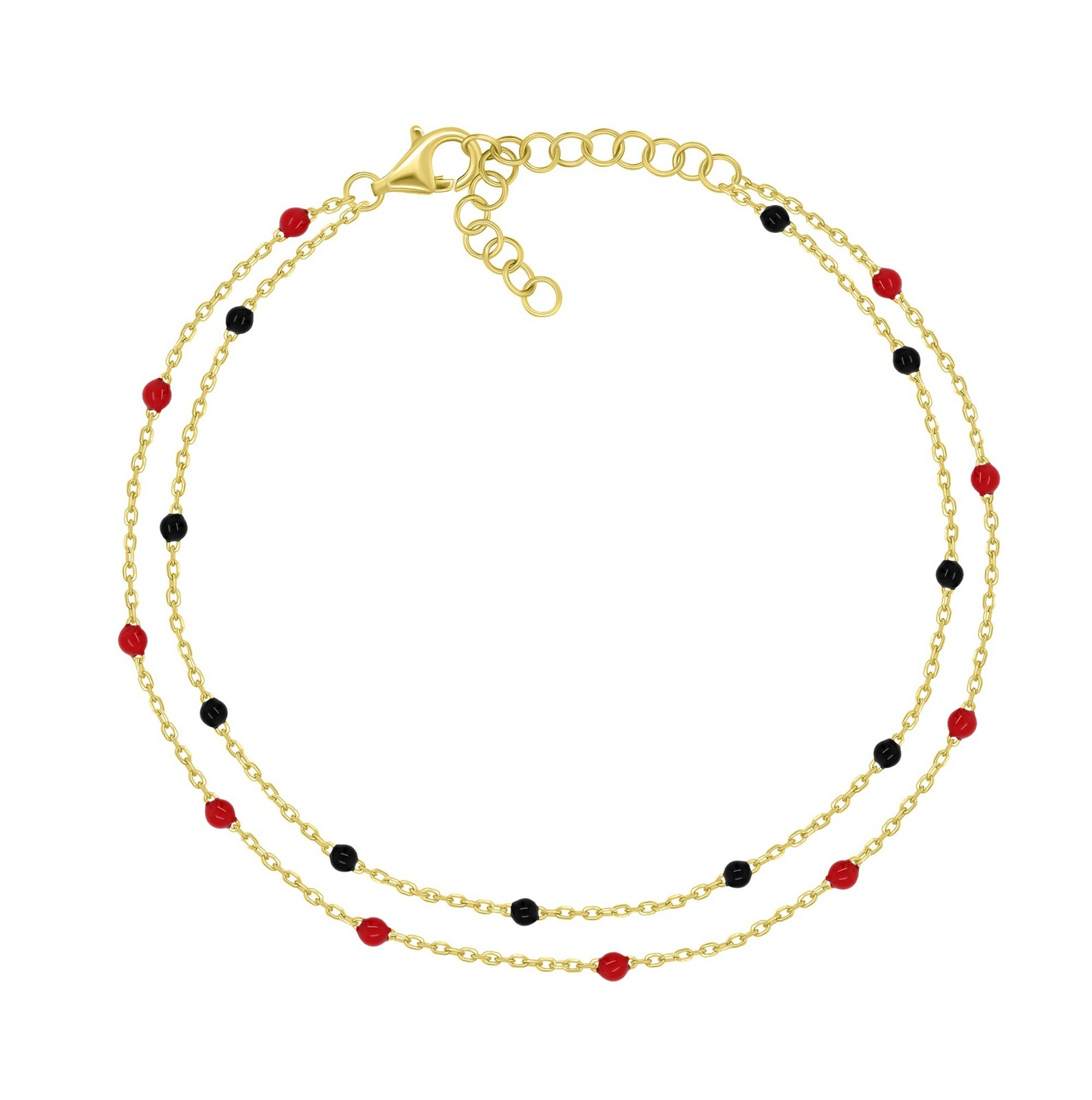 Brilio Silver Dvojitý pozlacený náramek s korálky BRC230YBCR