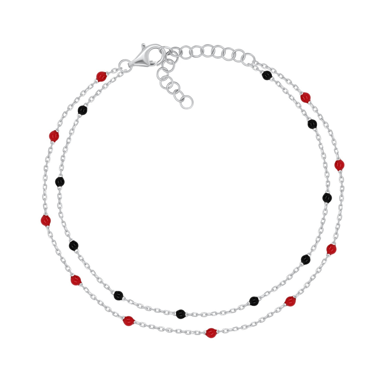 Brilio Silver Dvojitý stříbrný náramek s korálky BRC230WBCR