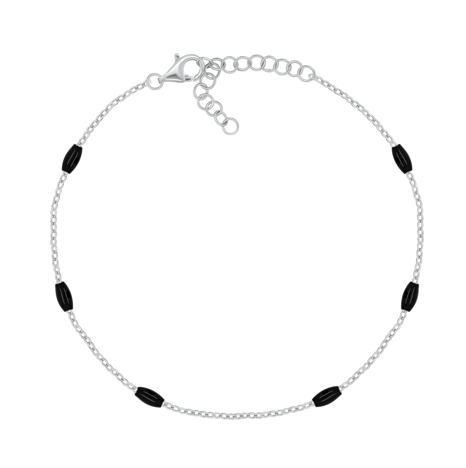 Brilio Silver Stříbrný náramek s černými korálky BRC229WBC
