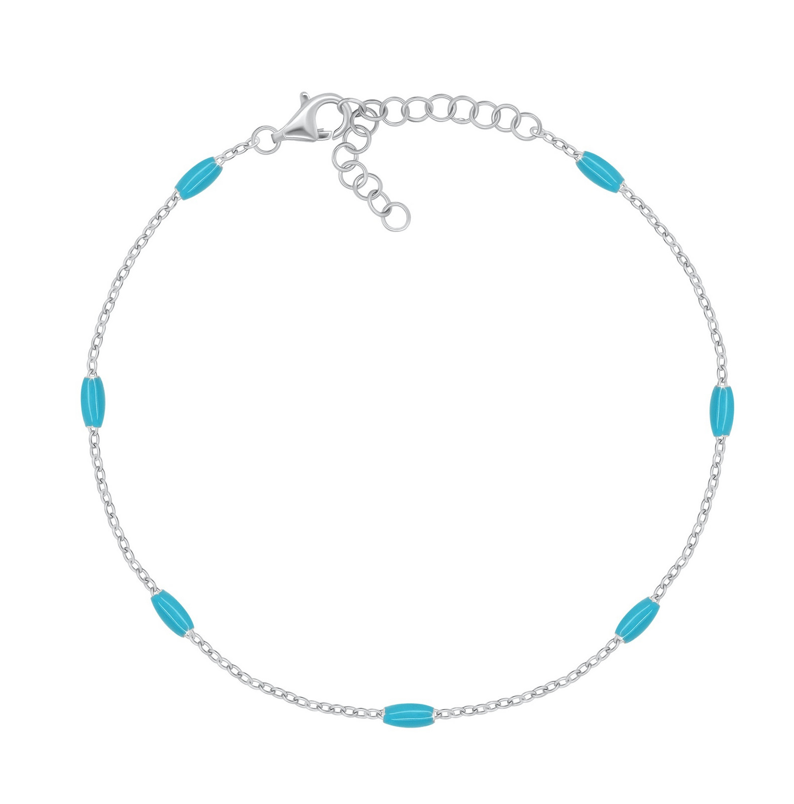 Brilio Silver Stříbrný náramek s tyrkysovými korálky BRC228WTQ