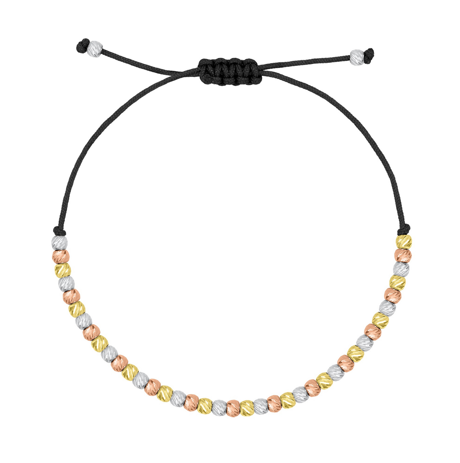 Brilio Silver Černý textilní náramek s tricolor korálky BRC227W