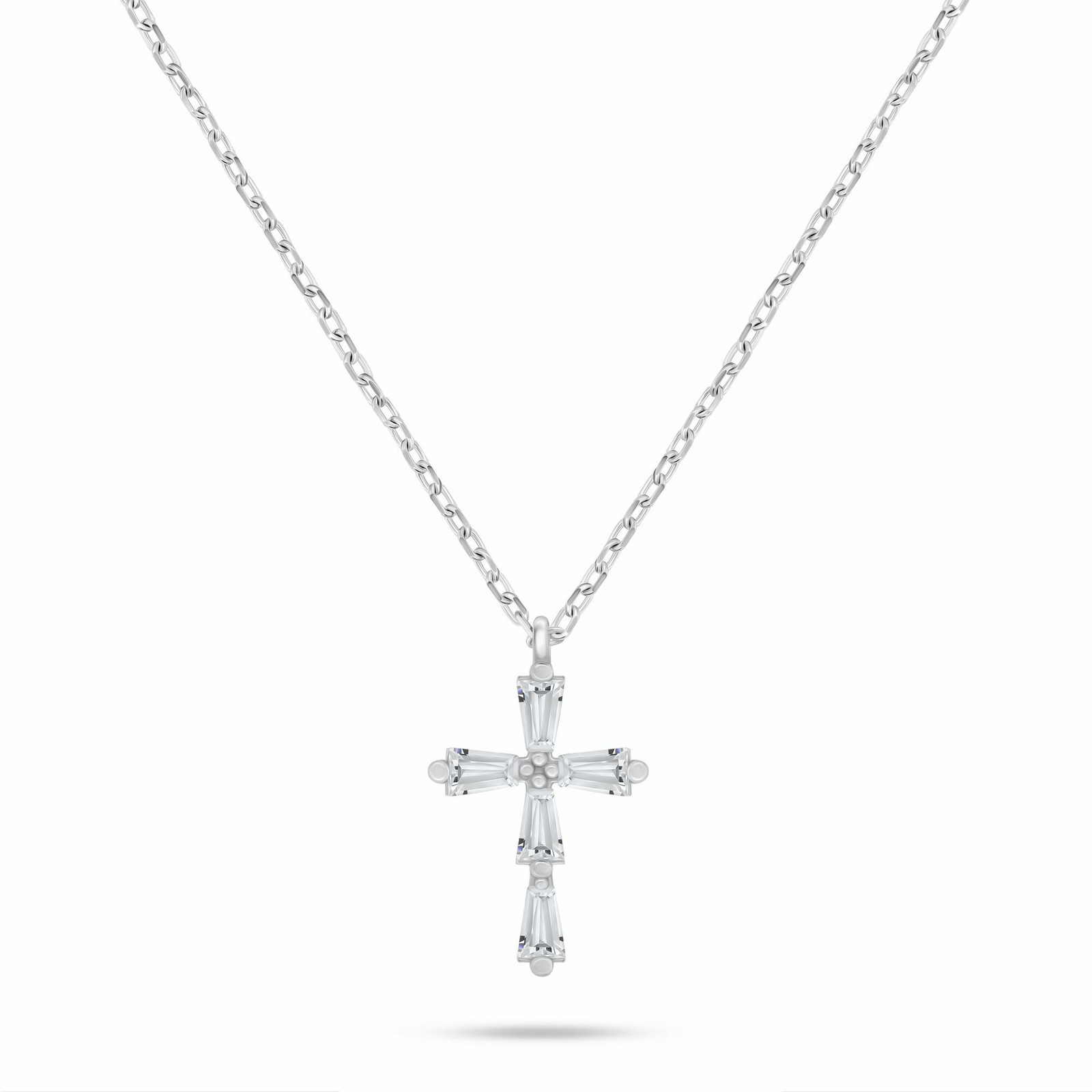 Brilio Silver Oslnivý stříbrný náhrdelník Křížek NCL198W
