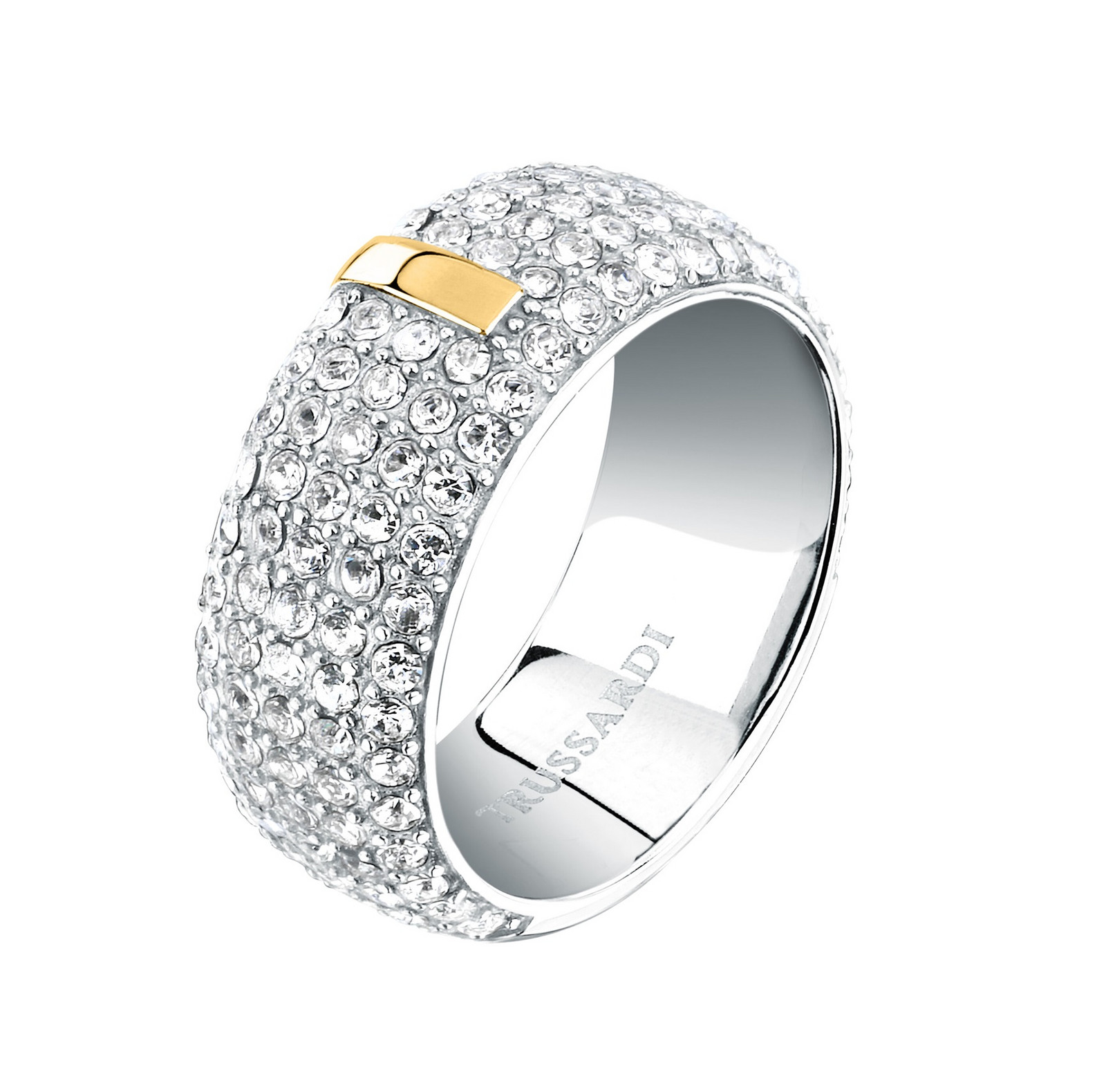 Trussardi Oslnivý bicolor prsten s krystaly T-Round TJAYF1701 54 mm