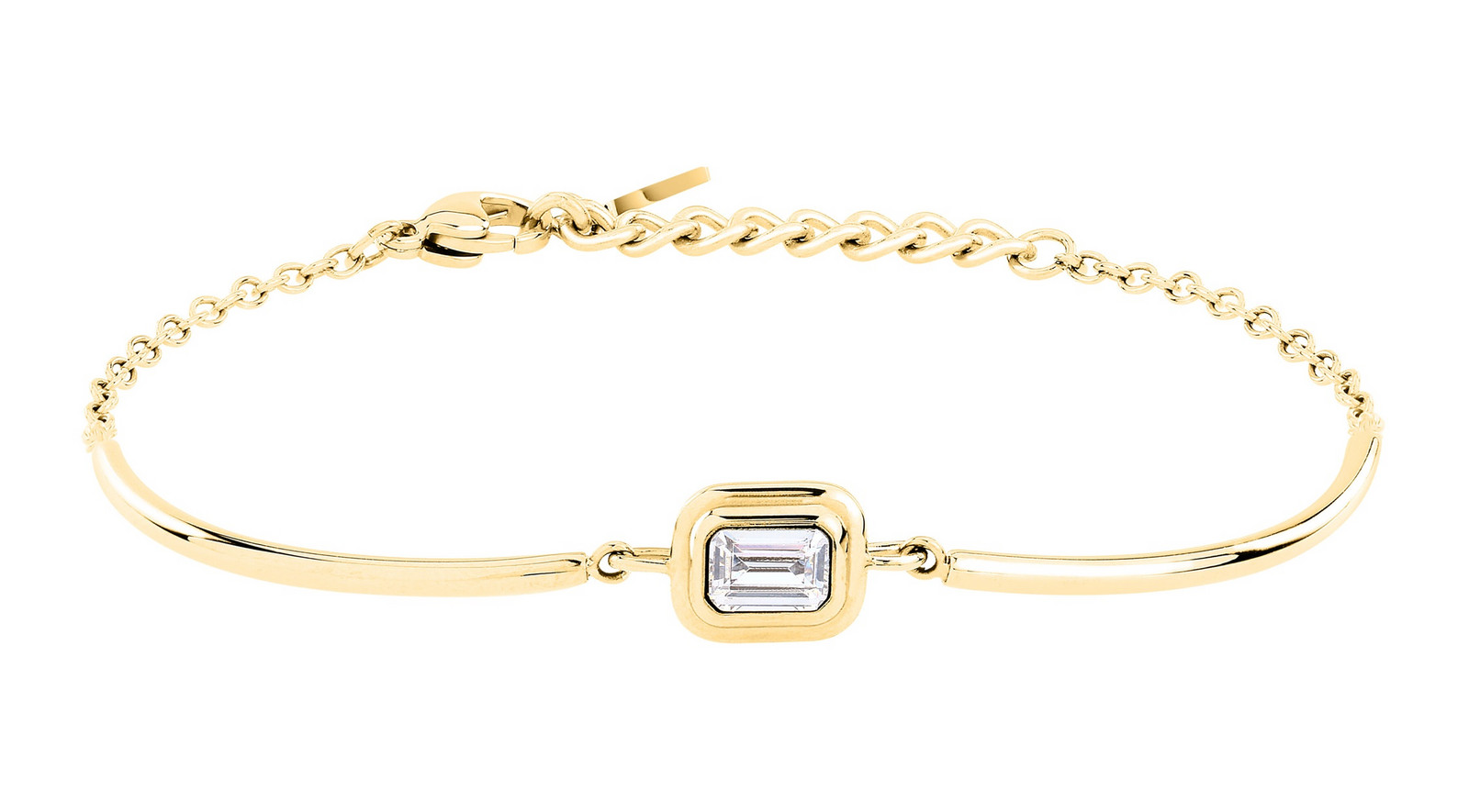 Trussardi Elegantní pozlacený náramek se zirkonem T-Design TJAXA23