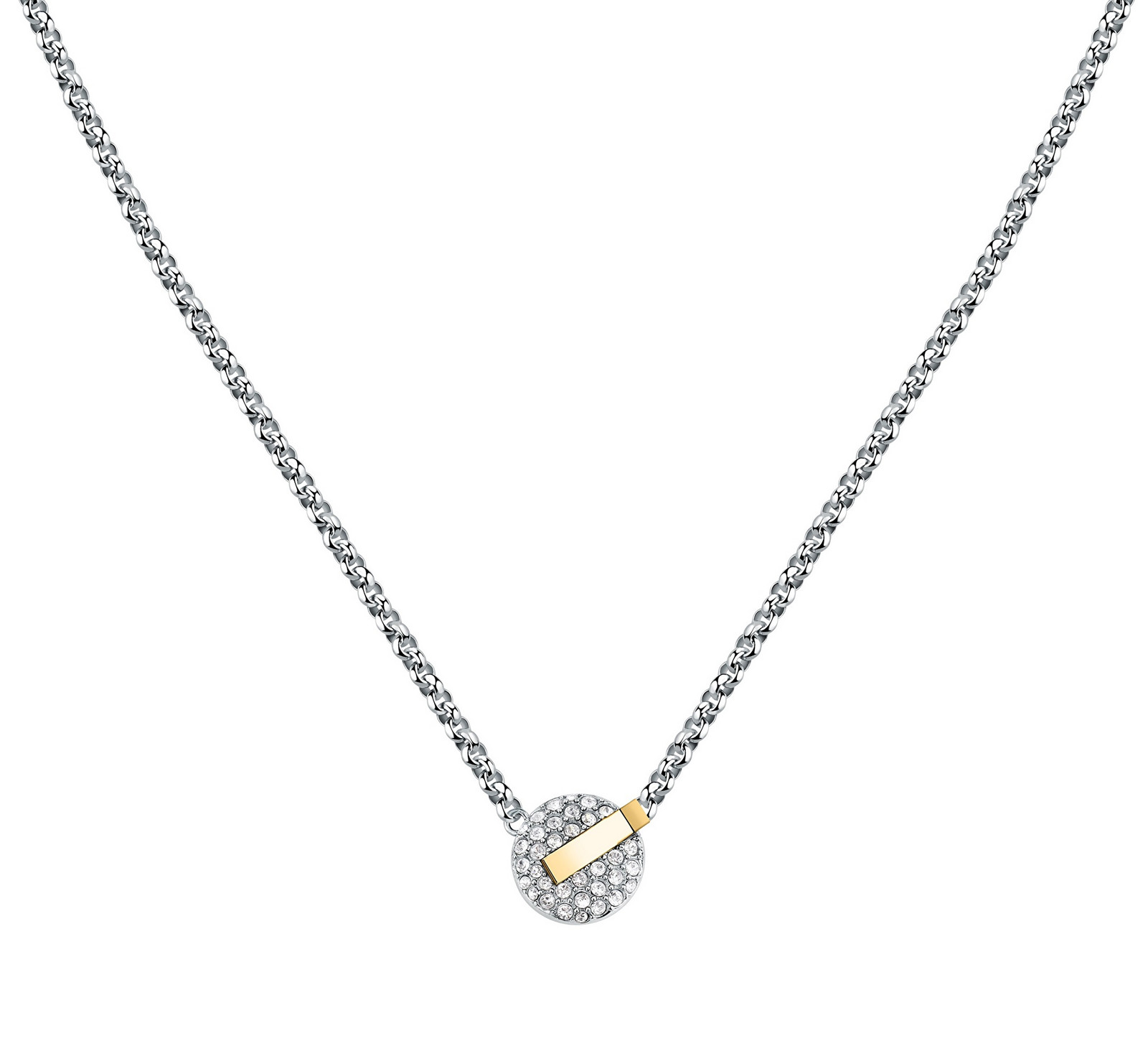 Trussardi Půvabný bicolor náhrdelník s krystaly T-Round TJAYF05