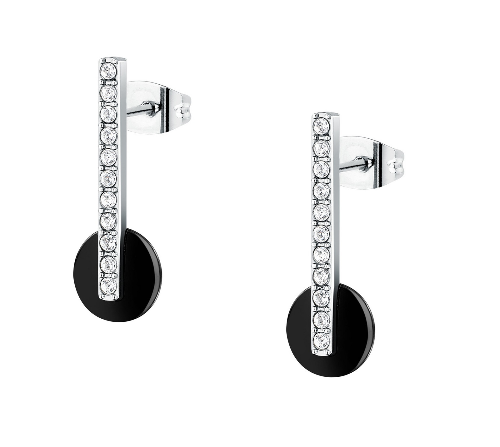 Trussardi Visací ocelové náušnice s krystaly T-Round TJAYF13